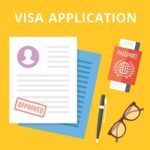 Visa application flat illustration concept. Top view